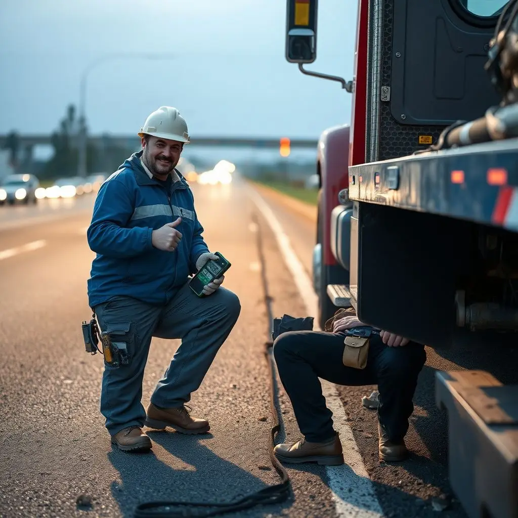 A professional tow operator in safety gear preparing a flatbed tow truck in Roseville.